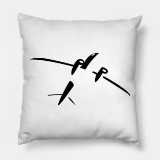 White dual engine airplane minimalist design Pillow