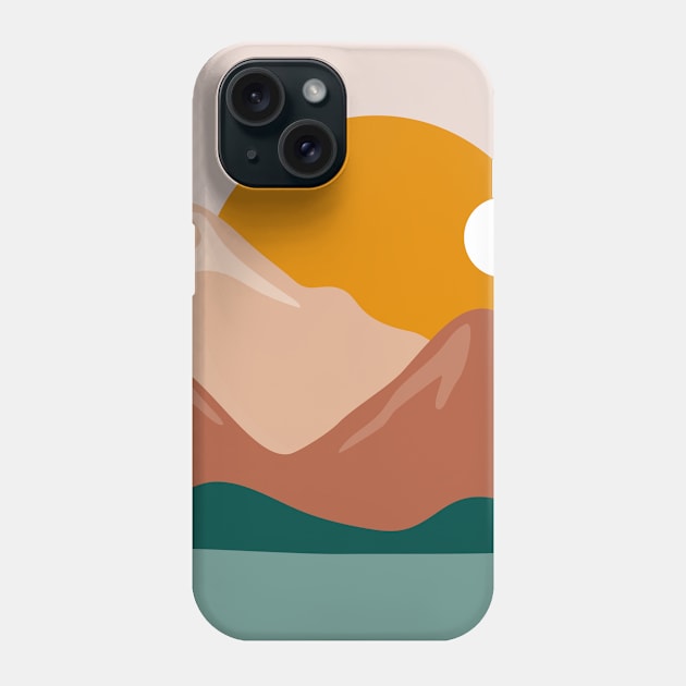 Mountain Minimalist Landscape Abstrac Art Phone Case by jayaadiprastya