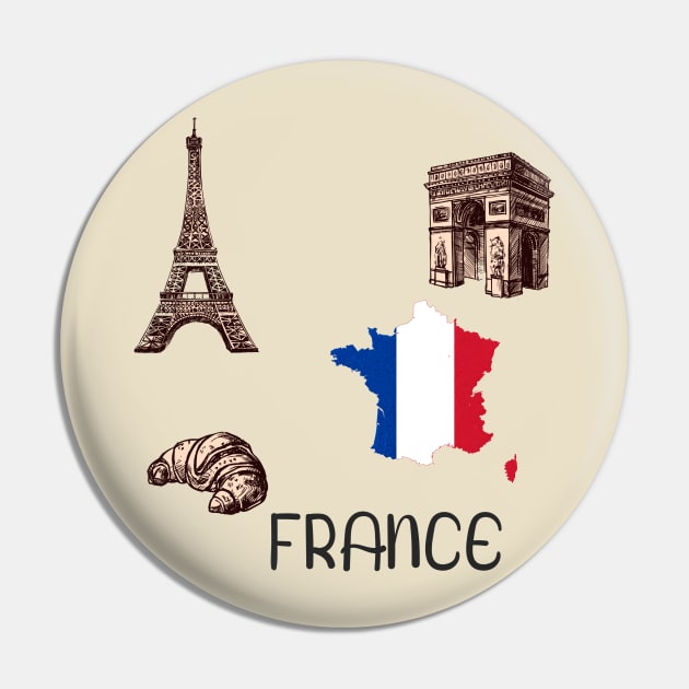 France Map Flag Pin by Calisi