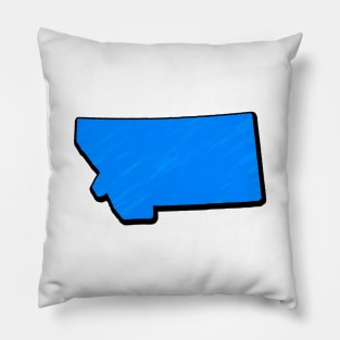 Bright Blue Montana Outline Pillow