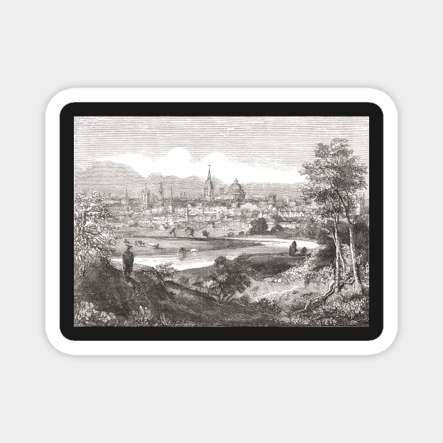 Oxford, city of dreaming spires, England, seen from the Abingdon Road, 19th century scene Magnet by artfromthepast