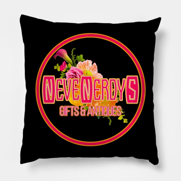 Nevenerdys Gifts & Antiques Pillow by Nuttshaw Studios