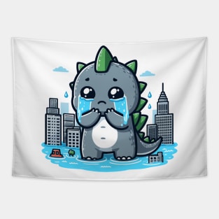 Cute Godzilla Cry Tapestry