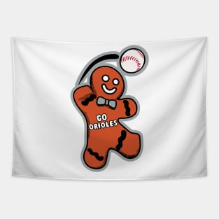 Baltimore Orioles Gingerbread Man Tapestry