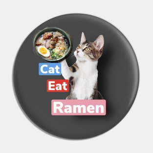 Cat eating ramen Pin