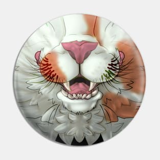 Orange and White Spotted Cat Mask Pin