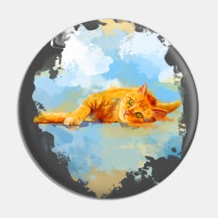 Cat Dream - Orange Tabby Cat Painting Pin