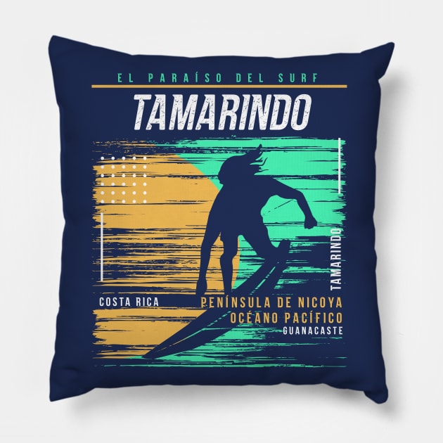 Retro Surfing Tamarindo, Costa Rica // Vintage Surfer Beach // Surfer's Paradise Pillow by Now Boarding