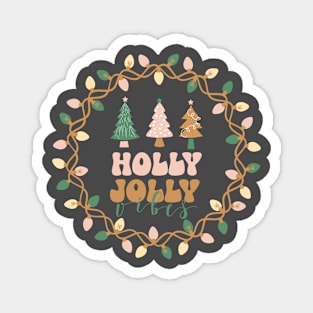 Holly Jolly Vibes Retro Boho Christmas Magnet