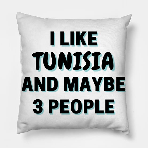 I Like Tunisia And Maybe 3 People Pillow by Word Minimalism