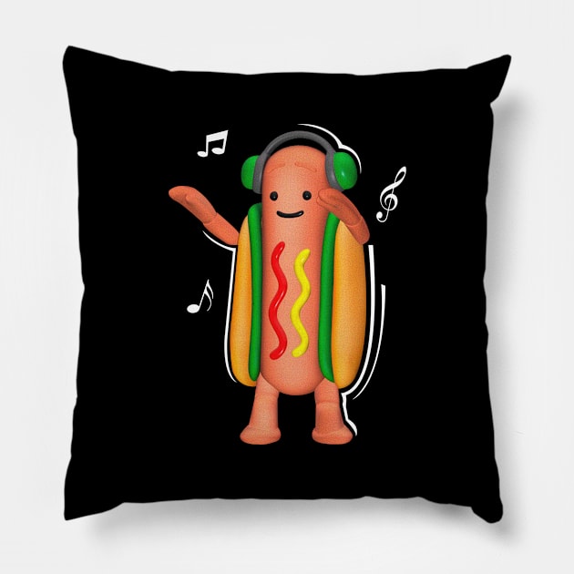 'Dancing Hotdog' Witty Food Lover Gift Pillow by ourwackyhome