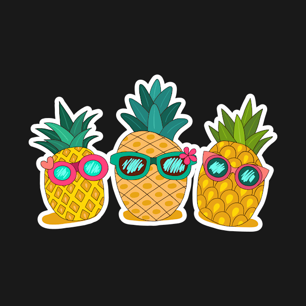 Tropical Summer Pineapples with Sunglasses by bluerockproducts