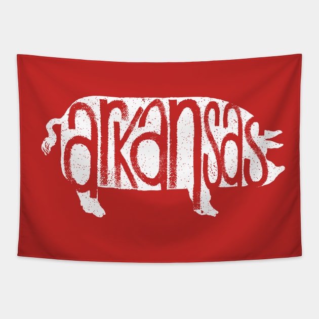 Arkansas Hog Silhouette Tapestry by rt-shirts