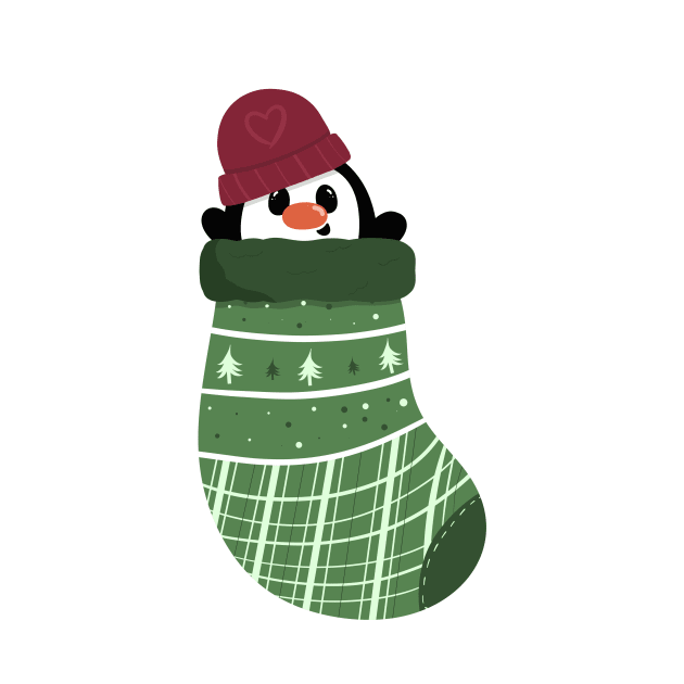 Cute Penguin in a Stocking Surprise by PandLCreations