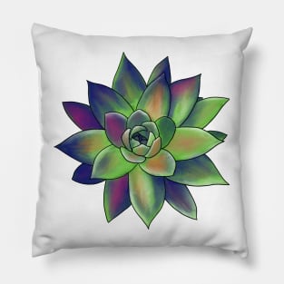 Colorful Succulent - Green, Pink & Orange - Transparent Pillow