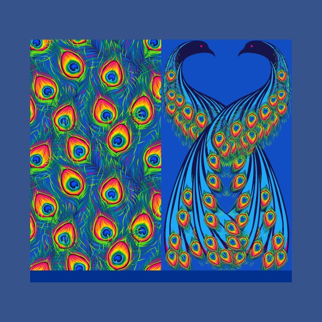 Peacock And Feathers Colorful Paisley Half And Half by 4U2NV-LDN