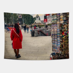 The Woman in Red, Milano, Italy Tapestry