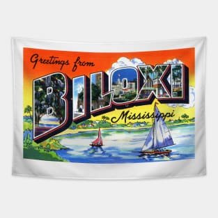 Greetings from Biloxi, Mississippi - Vintage Large Letter Postcard Tapestry