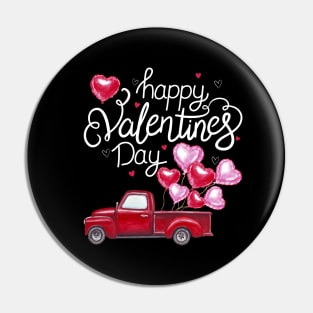 Red Truck With Hearts Happy Valentine's Day Gifts For Women Pin