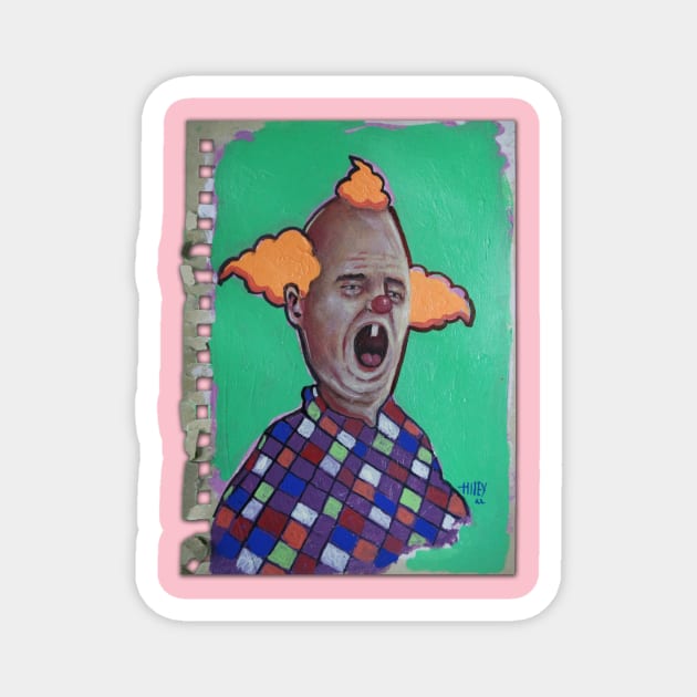 Cartoon Clown | Weird Florida Man War Pig | Duck Acid | Bad Hero Portrait Lowbrow Pop Surreal Art | Youtube Star | Masterpieces | Original Oil Painting By Tyler Tilley Magnet by Tiger Picasso