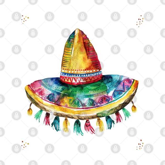 Cinco de mayo mexican hat in colorful watercolor style by emhaz