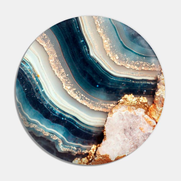 Geode Blue Mineral and Gold Texture Pin by UniqueMe