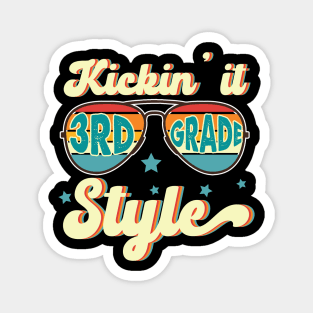 Retro Kickin It 3rd Grade Style Teacher Back To School Gift For Boy Girl Kids Magnet