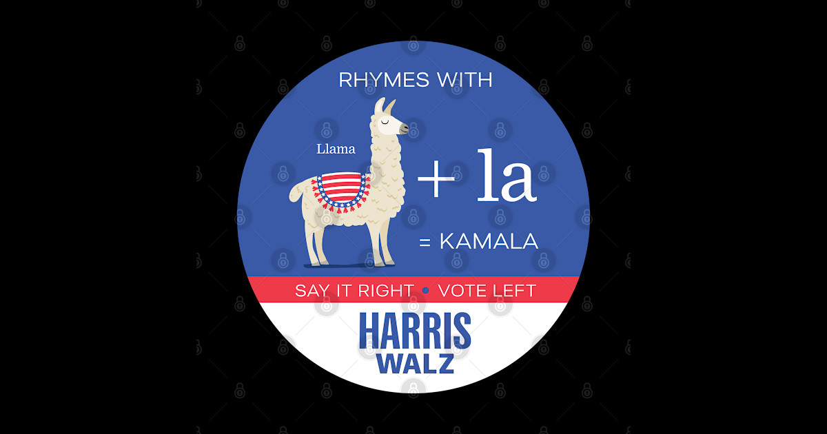Rhymes with Llama + la Round Kamala Harris Pin TeePublic