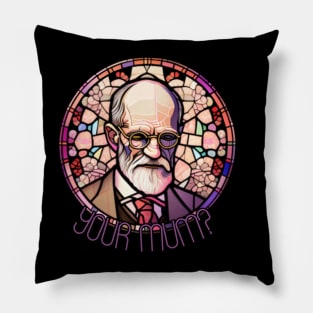 dark side of your mum, pink freud, stained glass Pillow