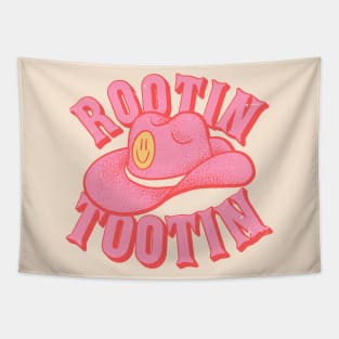 Rootin Tootin | Cowboy Hat Pink Cowgirl Hat Smiley Face Cheer Saying Quote Tapestry