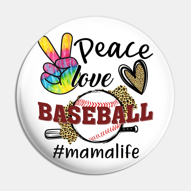 Peace Love Baseball Mama Life Pin by Jenna Lyannion