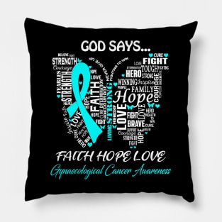 Butterfly Faith Hope Love Gynecologic Cancer Awareness Pillow