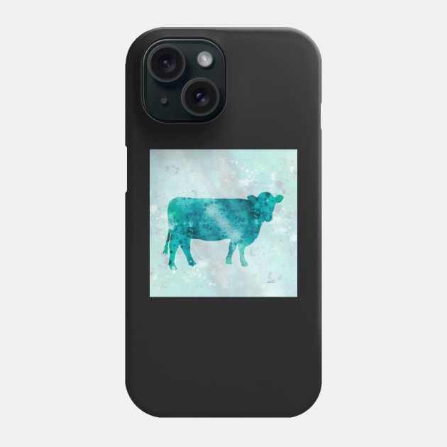 Blue Color Splash Cow Phone Case by art64