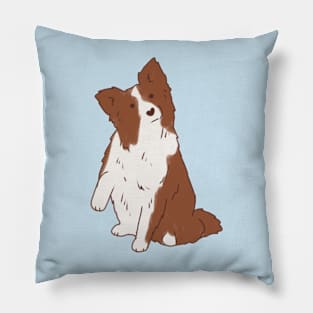 Cute Brown border collie illustration Pillow