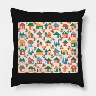 The whole town - tiny little houses and pine trees Pillow