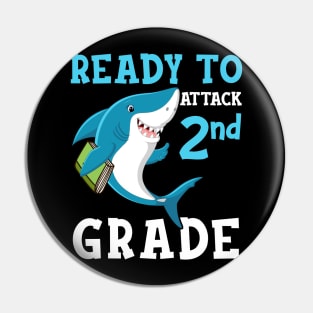 Kids Shark Ready To Attack Second Grade First Day of School Pin