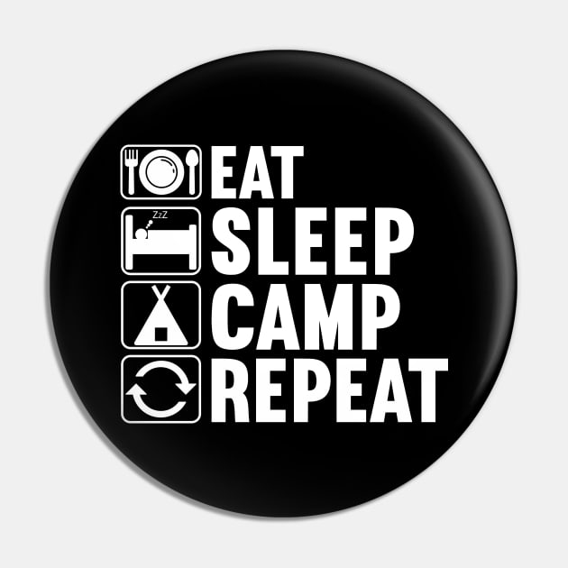 Eat Sleep Camp Repeat Pin by DragonTees