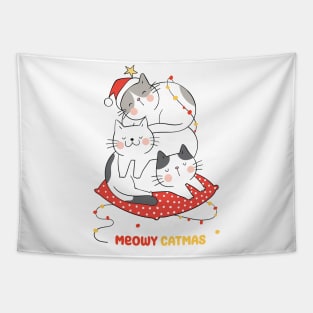 Meowy Catmas Sleeping Cats Design Tapestry