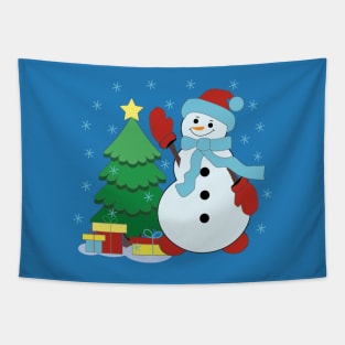 Christmas. Snowman. Christmas tree. Presents. Tapestry