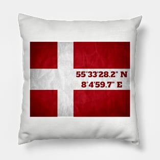 Blavandshuk Fyr coordinates with flag (horizontal) Pillow