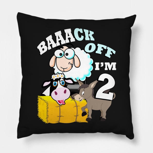 Birthday for Two Year Old, Farm Birthday Party Theme, 2 Baaack Off I’m 2 Farm Themed Birthday Gift Pillow by tamdevo1