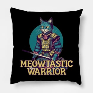 Meowtastic Warrior Pillow