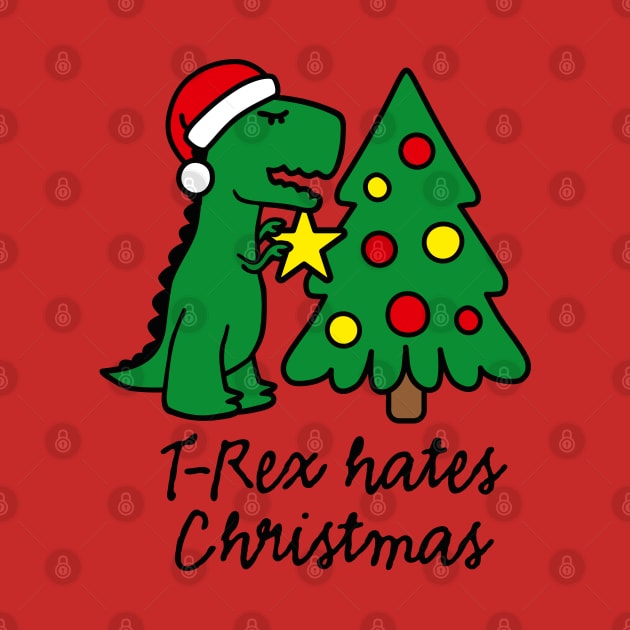 T-Rex hates Christmas decorate Christmas tree ugly sweater by LaundryFactory