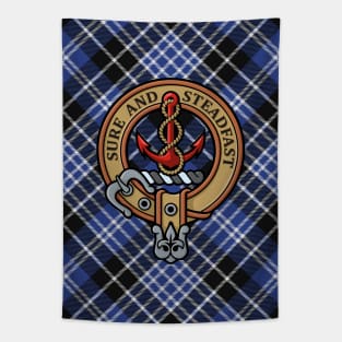 Clan Clark Crest over Tartan Tapestry