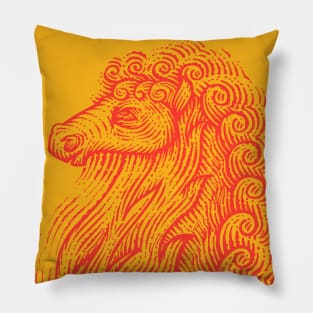 Side Profile of a Horse Head with Curly Hair Hand Drawn Illustration Pillow