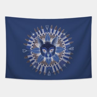 blue cat mandala Tapestry