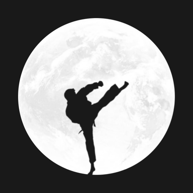 Kick Boxing Karate Silhouette in Full Moon by ChapDemo