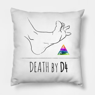 Death by D4 - rainbow & black - LGBTQ+ ttrpg dice Pillow