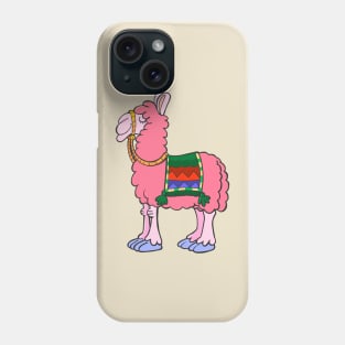 Red llama with an decorative cover on the back Phone Case