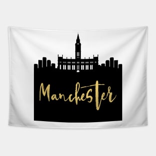 MANCHESTER ENGLAND DESIGNER SILHOUETTE SKYLINE ART Tapestry